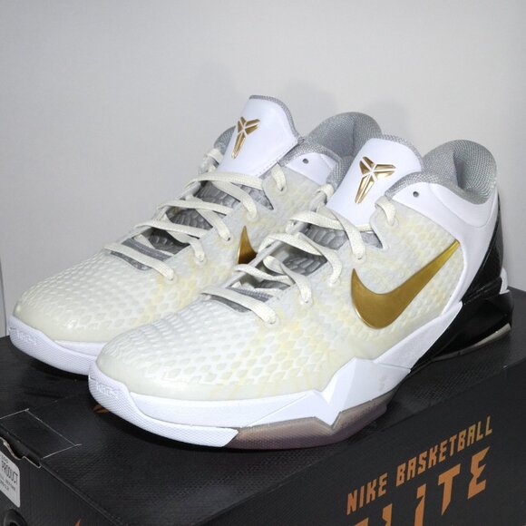 Nike Zoom Kobe VII 7 System Elite 2012 511371-100 White Metallic Gold US 11 DS - Picture 1 of 13